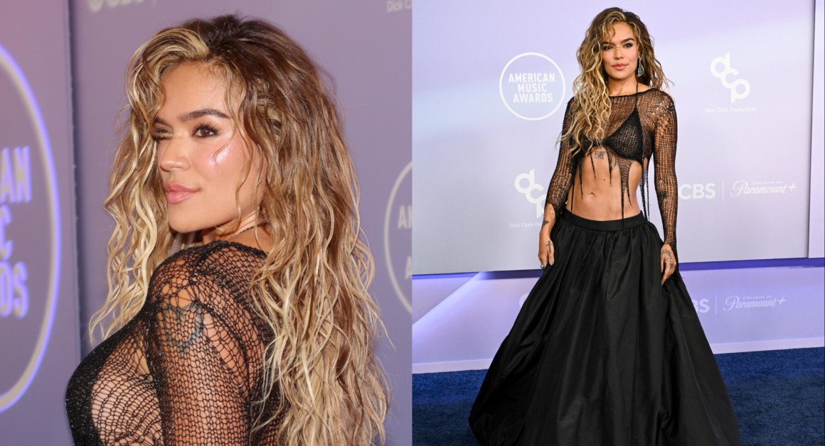 Karol G Embraces Dark Glamour in Sheer Two Piece for the 2026 American Music Awards Red&nbsp;Carpet